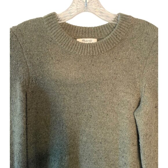 MADEWELL Olive Green Donegal Button-Sleeve Wool-Blend Sweater Dress Size XXS - Picture 4 of 9